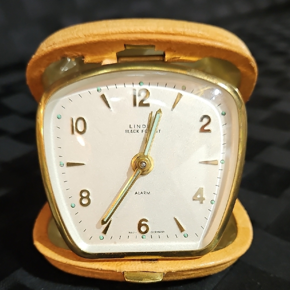 Linden Black Forest Travel Alarm Clock, West Germany, 1950-60s, UV Reactive